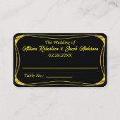 De Placement Mariage noir & or Tableau Numéro carte place (Devant)