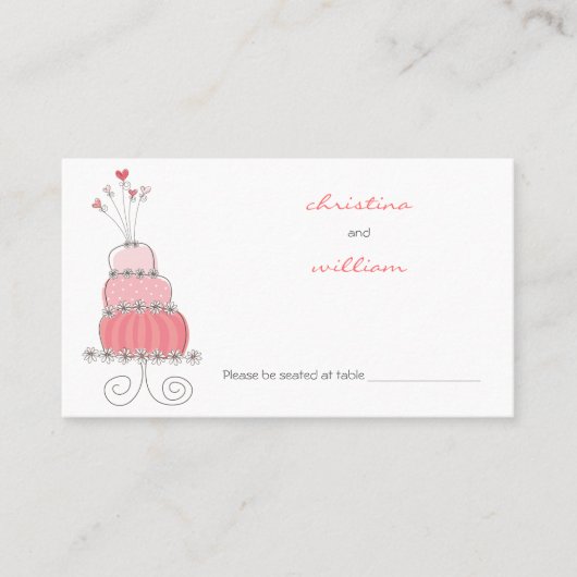 De Placement Mariage rose Gâteau Chic Guest Carte Place (Devant)