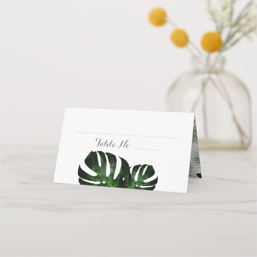 De Placement Mariage tropical Monstera Plié Carte Place (Devant)