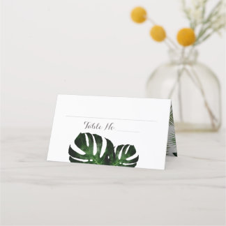 De Placement Mariage tropical Monstera Plié Carte Place
