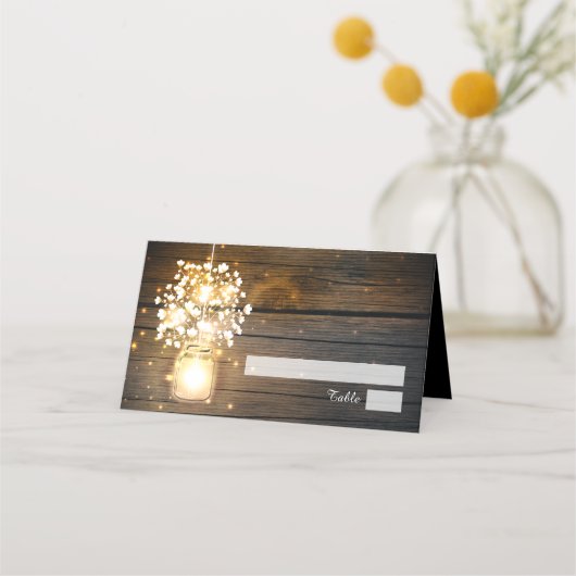 De Placement Mason Jar brillant Lights fleuri carte place (Devant)
