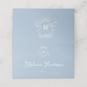De Placement Monogramme Crest Dusty Bleu Plié Carte Place (Extérieur déplié)
