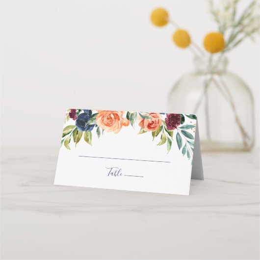 De Placement Multicolor élégant Mariage Floral Carte Place (Devant)