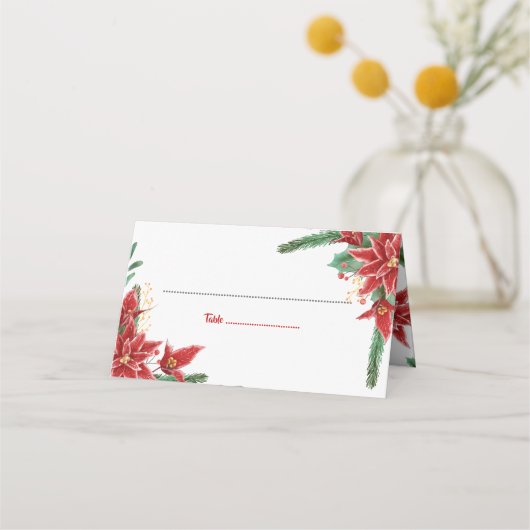 De Placement Noël Rouge Poinsettia | Carte mariage (Devant)