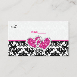De Placement Noir, Blanc, Rose Coeurs Joints Damask Carte Place
