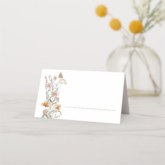 De Placement Nom du Baby shower rose petit Fleur sauvage Carte  (Devant)