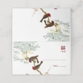 De Placement Oiseaux & Fleurs Mariage chinois Place + Carte Men (Extérieur déplié)