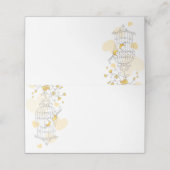 De Placement Oiseaux jaunes en cage ouverte carte d'invité (Extérieur déplié)