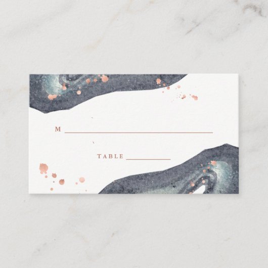 De Placement Or Rose Faux | Carte d'escorte Mariage Gray Geode (Devant)