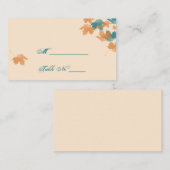 De Placement Orange Aqua Automne Feuille d'érable Mariage Carte (Devant / Derrière)