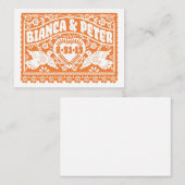 De Placement Papier Picado Lovebirds Orange Carte Place (Devant / Derrière)