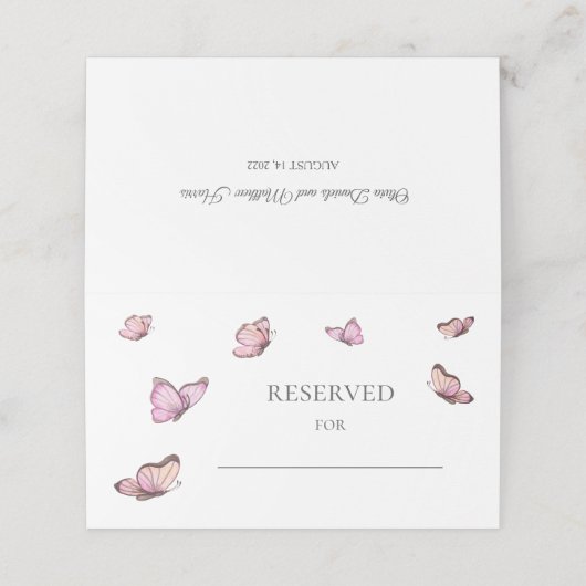 De Placement Papillon aquarelle. Carte mariage Réservé (Extérieur déplié)