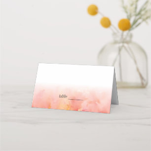 De Placement Peach Yellow Spring Watercolor Mariage Carte Place