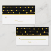 De Placement Perles en feuille d'or noir mariage moderne carte  (Devant / Derrière)