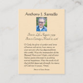 De Placement Prière commémorative funéraire catholique Carte Sa (Dos)