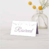 De Placement Purple & Grey Elégant Mariage Réservé Carte Place (Dos)