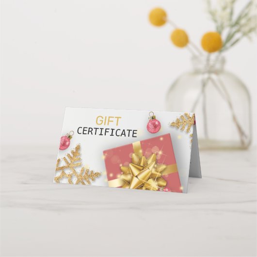 De Placement Red Christmas Balls Cadeau Gold Snowflakes Carte c (Devant)