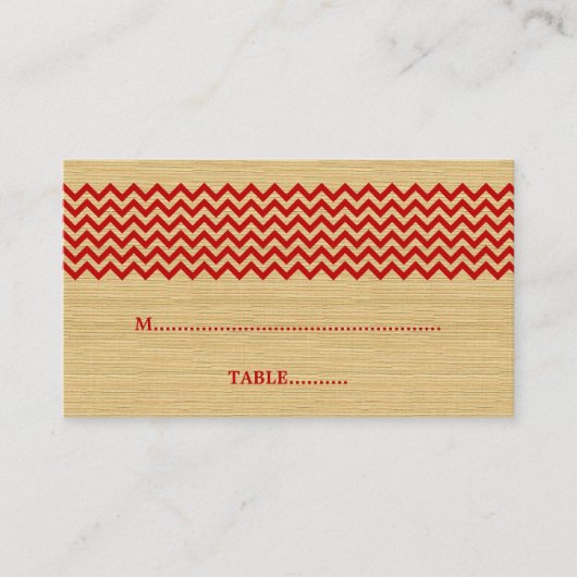 De Placement Red Rustic Chevron Mariage Carte Place (Devant)