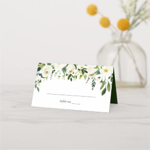 De Placement Roses blanches Floral Vert Mariage Carte Place