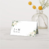 De Placement Roses blanches Mariage floral plié Carte Place (Dos)