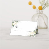 De Placement Roses blanches Mariage floral plié Carte Place (Devant)