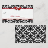De Placement Rouge Noir Blanc Damas Joint Coeurs Carte Place (Devant / Derrière)