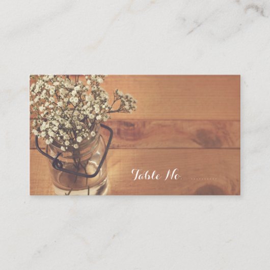 De Placement Rustic Baby's Breath Mason Jar Mariage Carte Place (Devant)