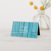 De Placement Rustic Blue Wood 1 Photo Mariage Carte Place (Dos)