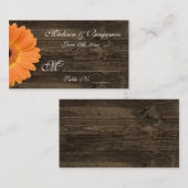 De Placement Rustic Wood Orange Gerber Daisy Mariage Carte Plac (Devant / Derrière)