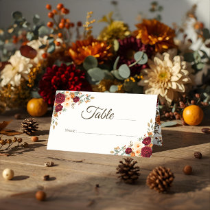 De Placement Rustique Autumn Floral Plaqué Carte Place
