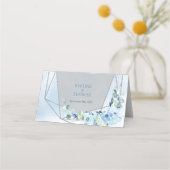 De Placement Rustique Dusty Blue Floral argent cadre carte plac (Dos)