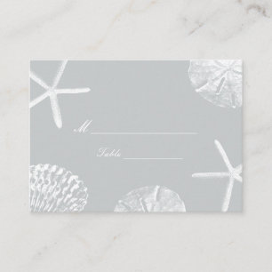 De Placement Silver Beach Thème Coquillages Mariage Carte Place
