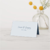 De Placement Simple Boho Dusty Bleu, Pliage Mariage Carte Place (Dos)