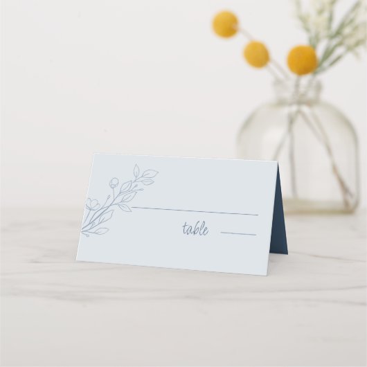 De Placement Simple Boho Dusty Bleu, Pliage Mariage Carte Place (Devant)