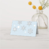 De Placement Snowflakes Bleu Mariage plié Carte Place (Dos)