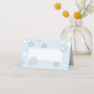 De Placement Snowflakes Bleu Mariage plié Carte Place