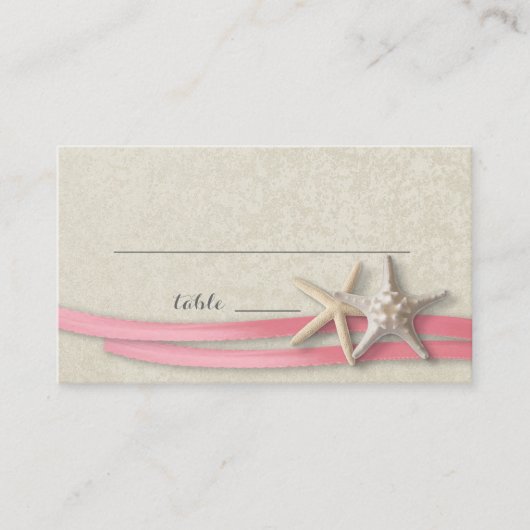 De Placement Starfish and Ribbon Place carte rose (Devant)
