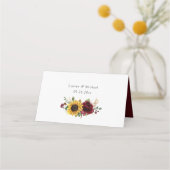 De Placement Sunflower Bourgogne Rouge Fleurs Mariage Carte Pla (Dos)
