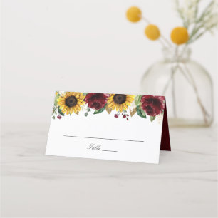 De Placement Sunflower Bourgogne Rouge Fleurs Mariage Carte Pla
