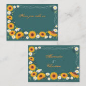 De Placement Sunflower & Daisy Wedding Party Table Carte Place (Devant / Derrière)
