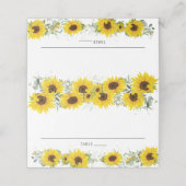 De Placement Sunflower Floral Douche Nom du client Carte Place (Extérieur déplié)