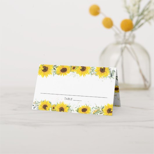 De Placement Sunflower Floral Douche Nom du client Carte Place (Devant)