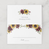 De Placement Sunflowers Bourgogne Mariage Carte Place (Extérieur déplié)