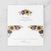 De Placement Sunflowers Violet violet Mariage Carte Place (Extérieur déplié)