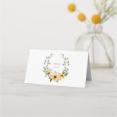 De Placement Tournesol vert Rustique Mariage Carte Place (Dos)