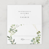 De Placement Tropical Green Feuille Espagnol Mariage Carte Plac (Extérieur déplié)