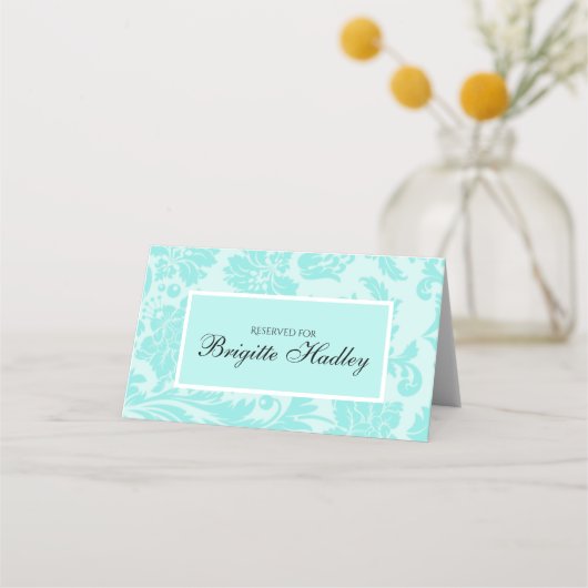 De Placement Turquoise bleu damas motif carte place (Devant)