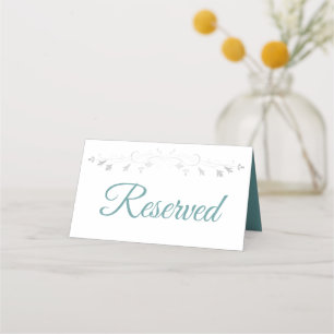 De Placement Turquoise & Gris Elégant Mariage Réservé Carte Pla