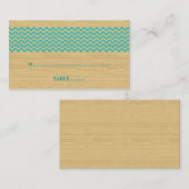 De Placement Turquoise Rustique Chevron Mariage Carte Place (Devant / Derrière)