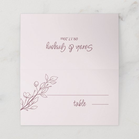 De Placement Vin Boho Ruby simple, Carte Mariage pliée (Extérieur déplié)